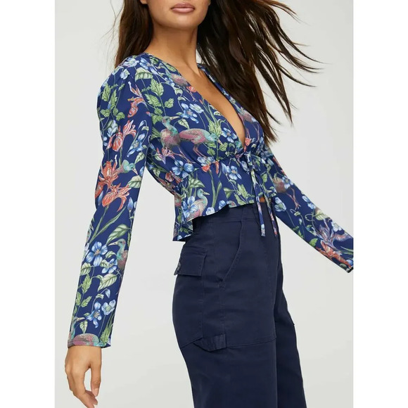 Aritzia Tops - Aritzia Sunday Best Blouse Womens Medium Blue Floral 70s Bloomcore Retro
